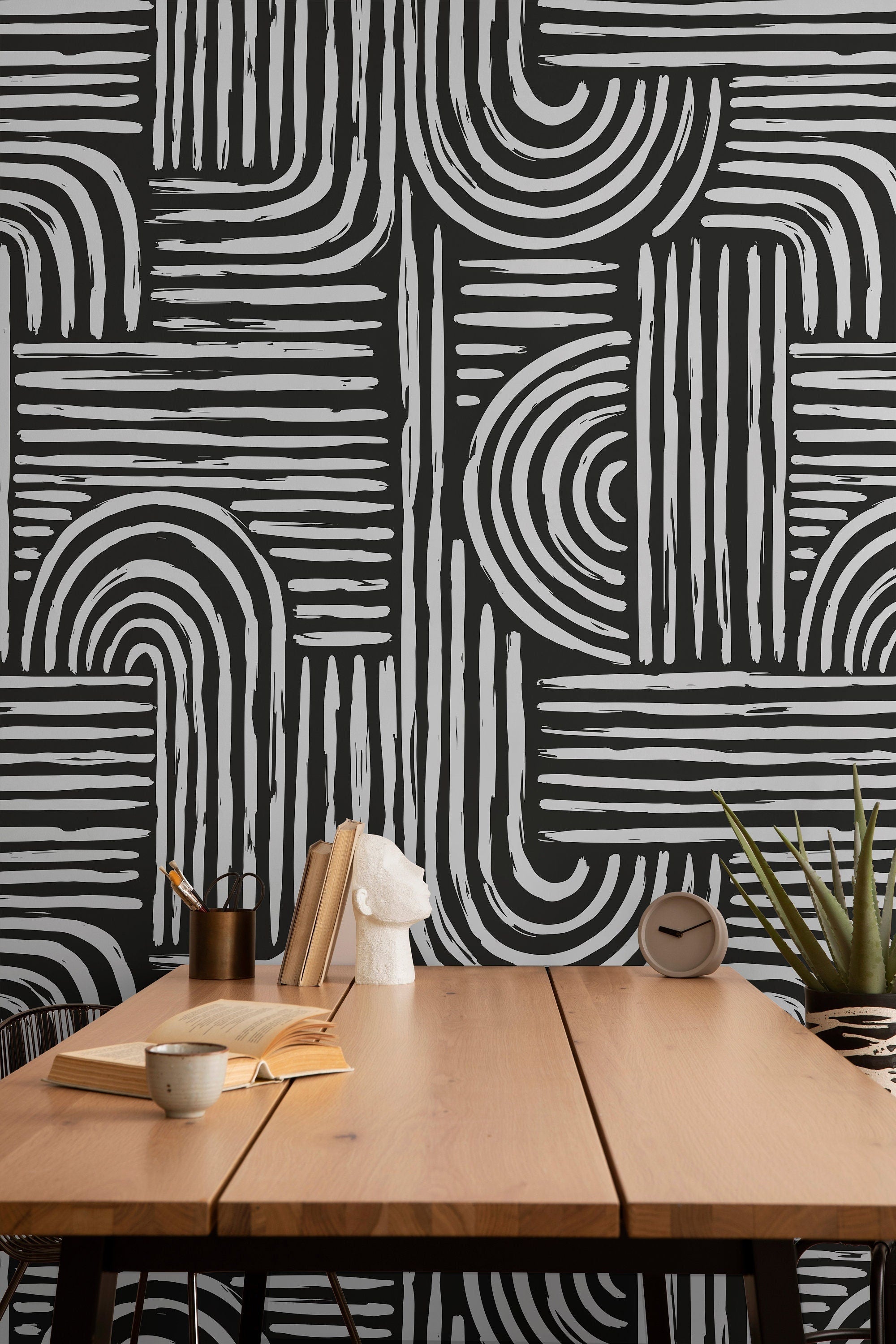 Wallpaper Peel and Stick Wallpaper Contemporary Charcoal Abstract Removable Wallpaper Wall Decor Home Decor Wall Art Room Decor 1047a - James And Colors