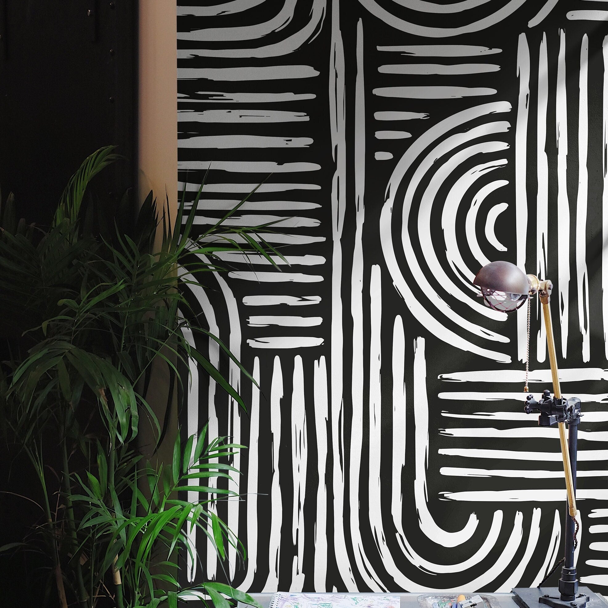 Wallpaper Peel and Stick Wallpaper Contemporary Charcoal Abstract Removable Wallpaper Wall Decor Home Decor Wall Art Room Decor 1047a - James And Colors