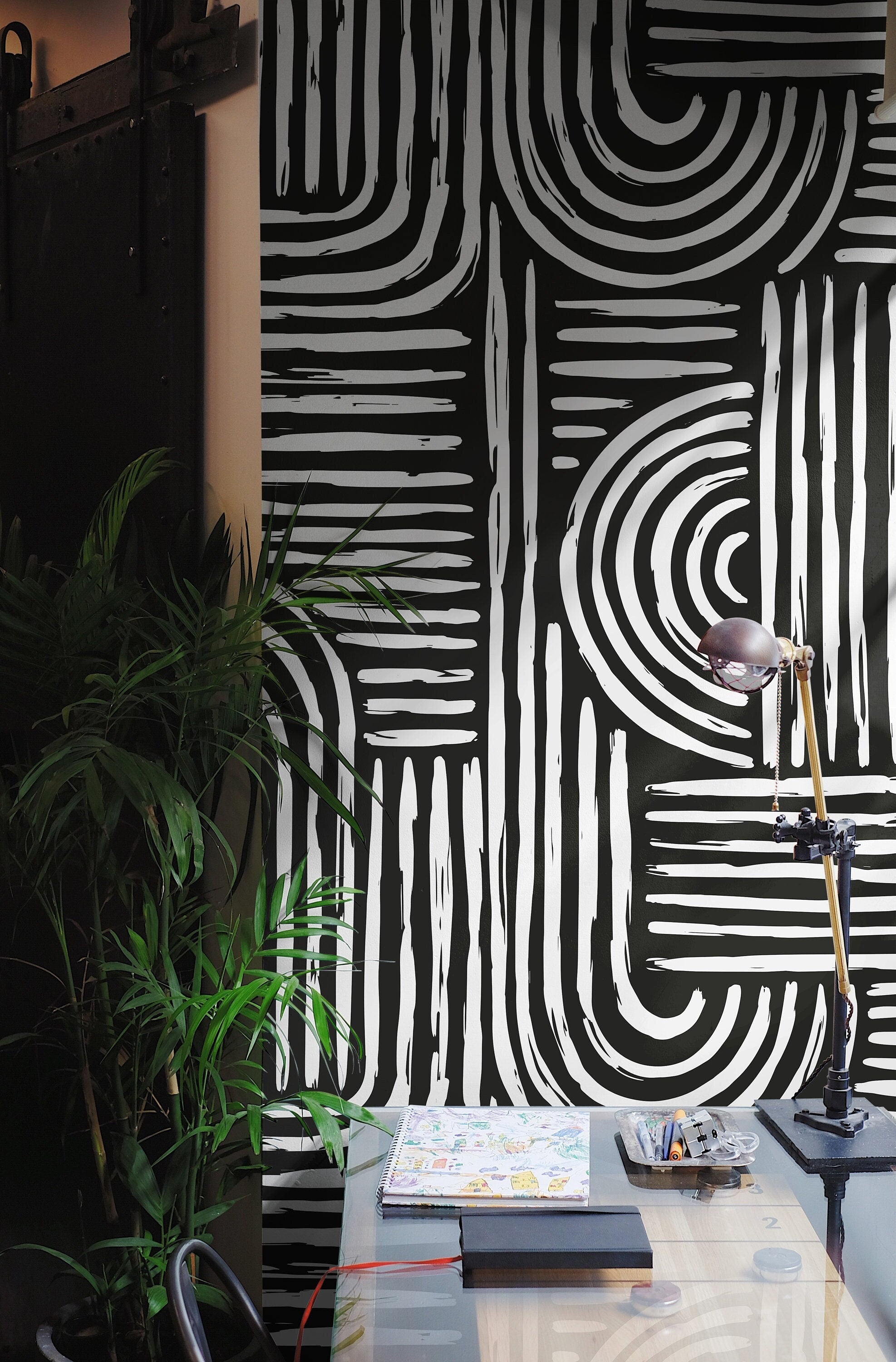 Wallpaper Peel and Stick Wallpaper Contemporary Charcoal Abstract Removable Wallpaper Wall Decor Home Decor Wall Art Room Decor 1047a - James And Colors