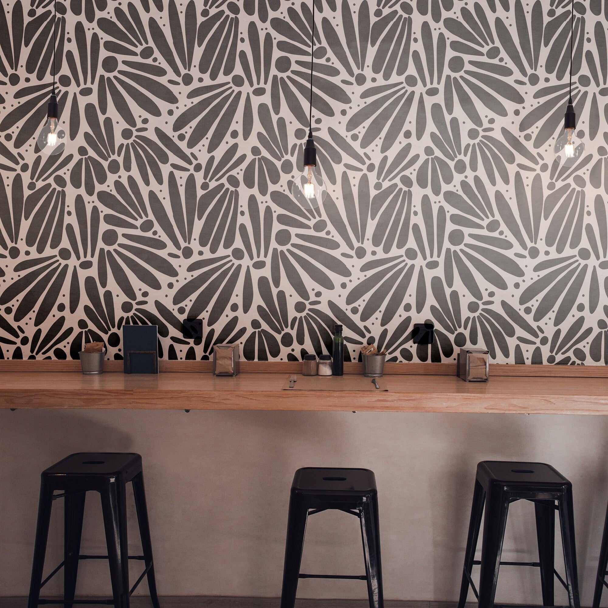 Wallpaper Peel and Stick Wallpaper Modern Abstract Charcoal Floral Daisy Removable Wallpaper Wall Decor Home Decor Wall Art Room Decor 1068a - James And Colors