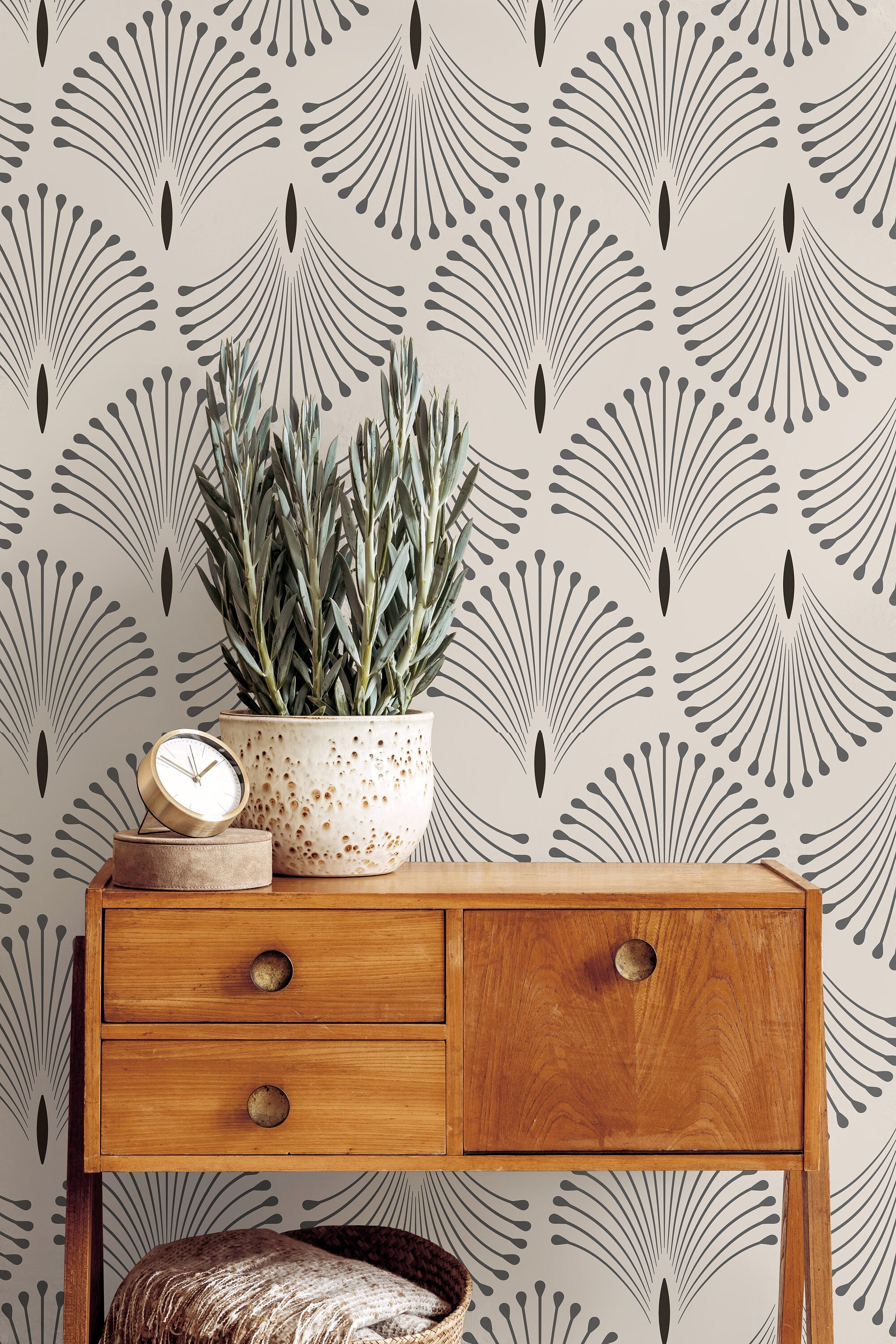 Palm Trail | Neutral Deco Removable Wallpaper for Kitchens, Bedroom, Doors, Walls, DIY Home Decor 1096a - James And Colors