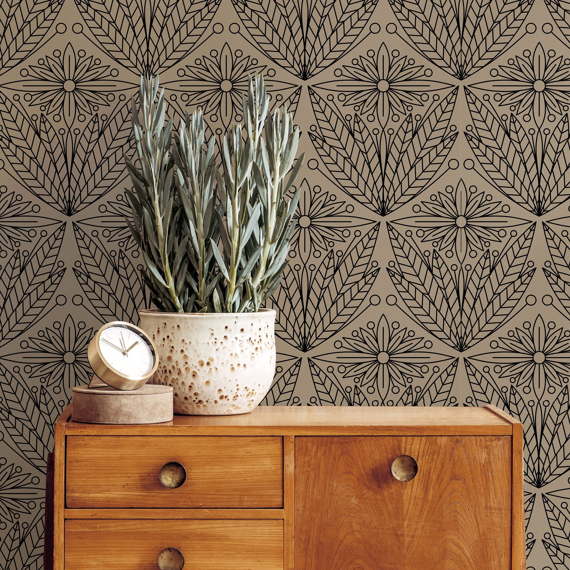 Decorative Deco | Neutral Geometric Removable Wallpaper for Kitchen, Bedroom, Doors, Walls, DIY Home Decor 1097a - James And Colors