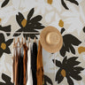Set of 6 Panels of 24in (2ft) x 48in (4ft) Abstract Black Cream Large Floral Wallpaper DISCOUNTED Peel And Stick Wallpaper 1078a