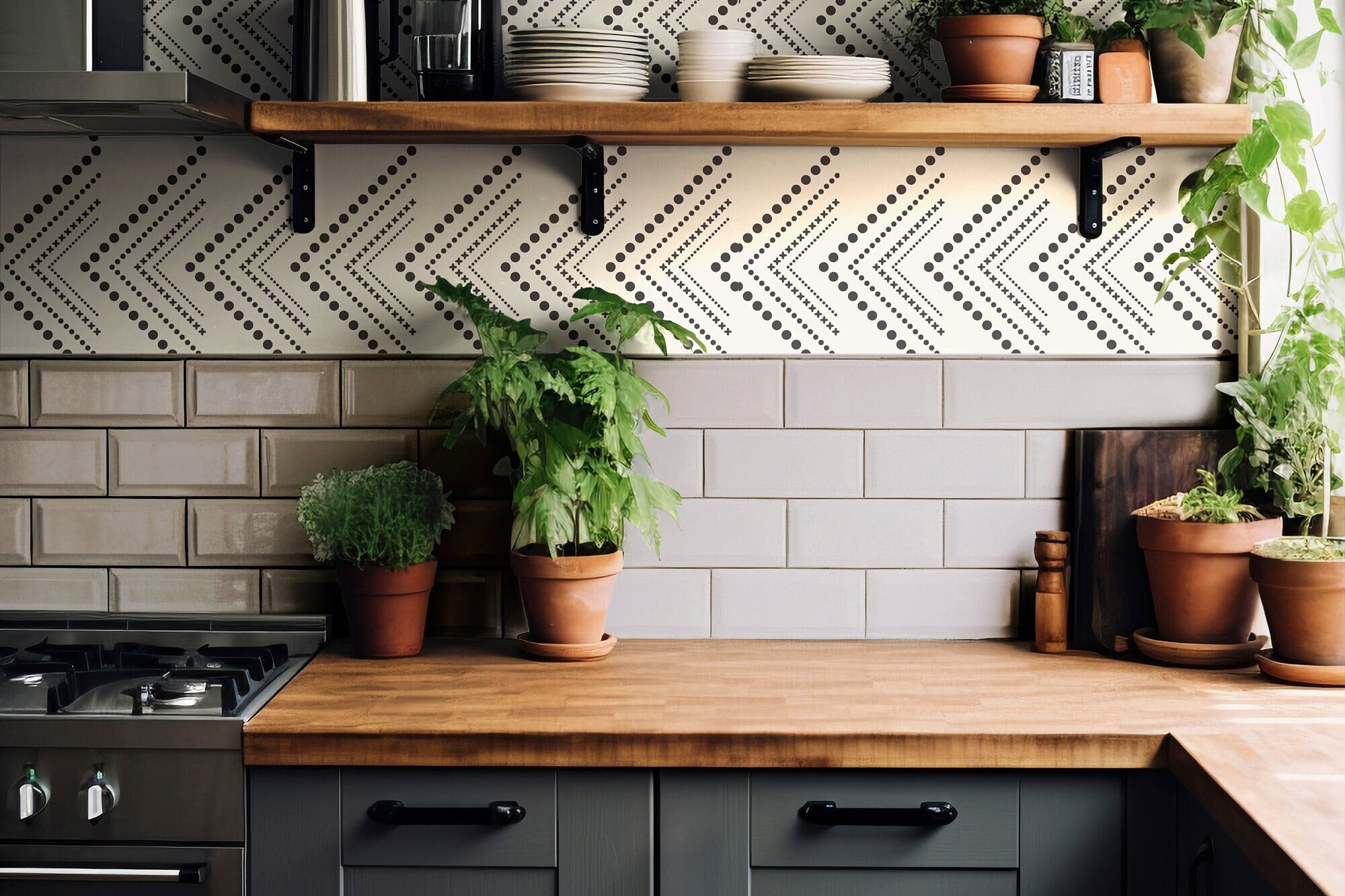 Wallpaper Peel and Stick Wallpaper Geometric Modern Cream Black Triangle Removable Wallpaper Wall Decor Home Decor Wall Art Room Decor 1134a - James And Colors