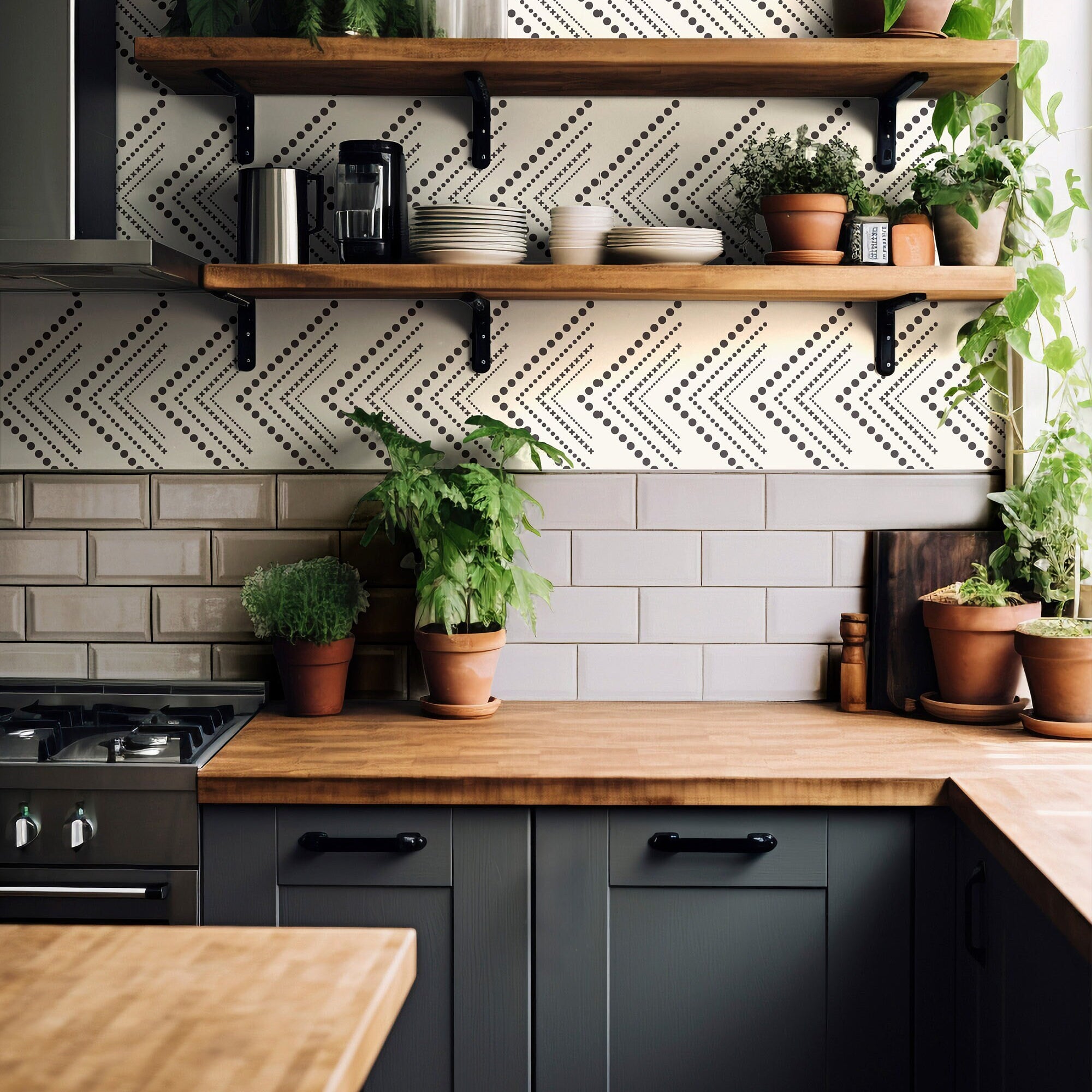 Wallpaper Peel and Stick Wallpaper Geometric Modern Cream Black Triangle Removable Wallpaper Wall Decor Home Decor Wall Art Room Decor 1134a - James And Colors