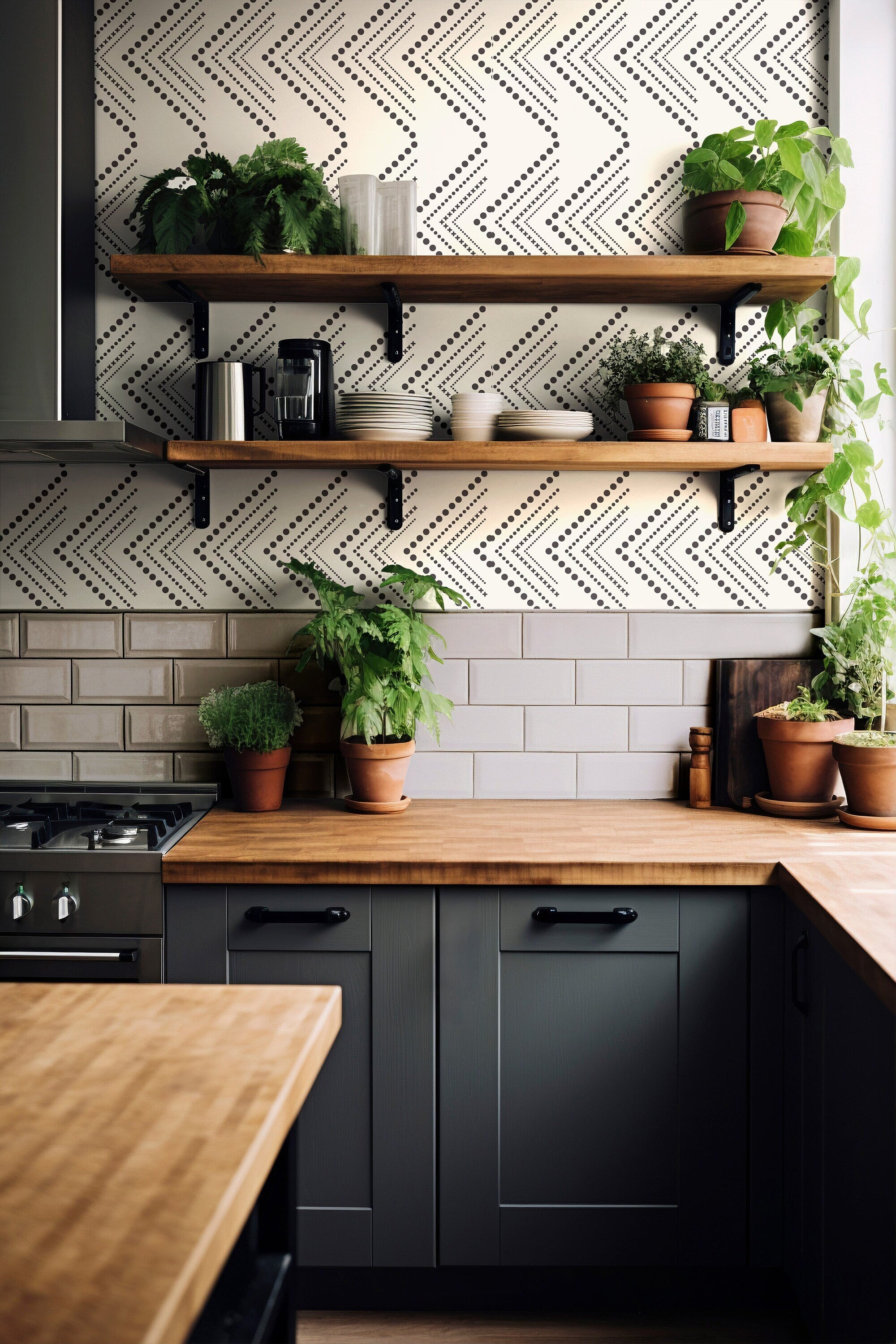 Wallpaper Peel and Stick Wallpaper Geometric Modern Cream Black Triangle Removable Wallpaper Wall Decor Home Decor Wall Art Room Decor 1134a - James And Colors