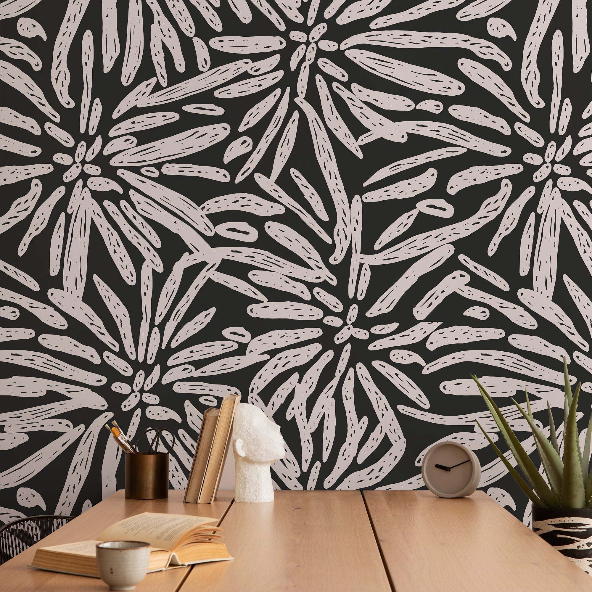 Removable Wallpaper Abstract Modern Black Wallpaper | Peel And Stick Wallpaper | Adhesive Wallpaper | Wallpaper Peel Stick Wall Mural 1108a - James And Colors