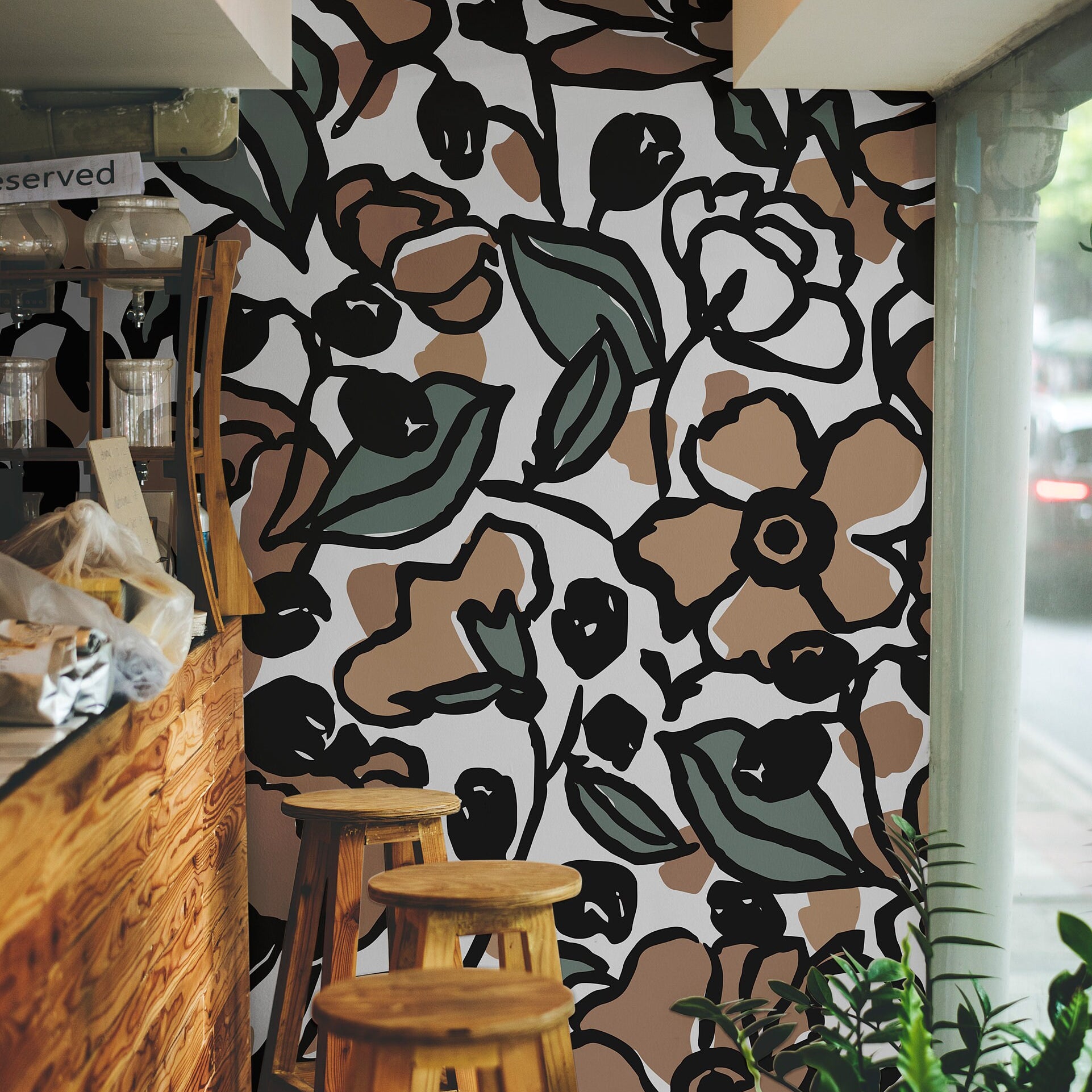 Wallpaper Peel and Stick Wallpaper Abstract Neutral Large Floral Removable Wallpaper Wall Decor Home Decor Wall Art Room Decor 1137a - James And Colors