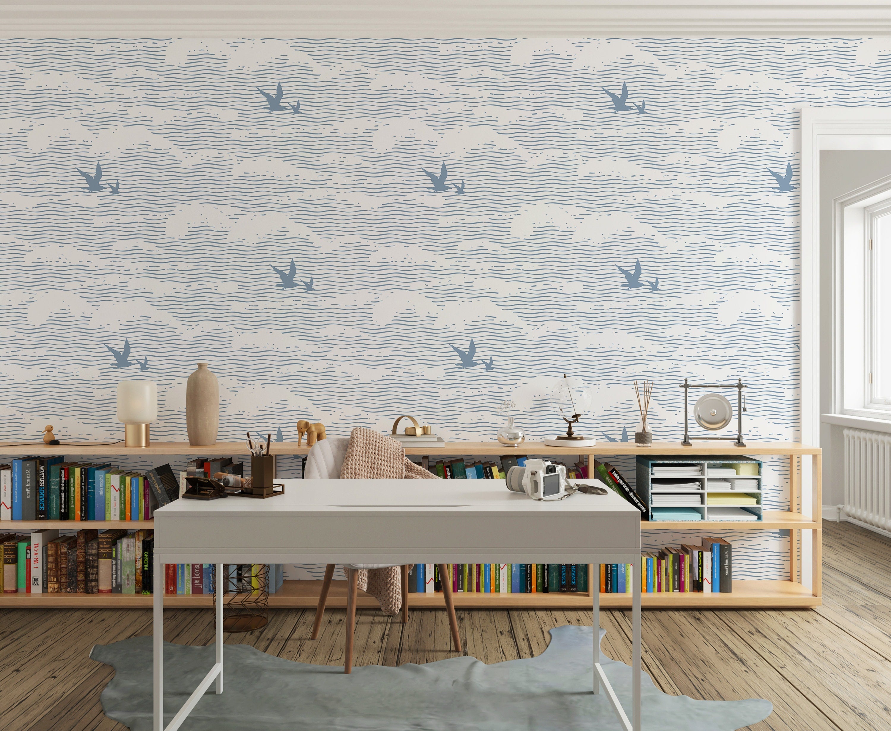 Wallpaper Peel and Stick Wallpaper Nautical Beach Blue Crashing Waves Removable Wallpaper Wall Decor Home Decor Wall Art Room Decor 1008a - James And Colors